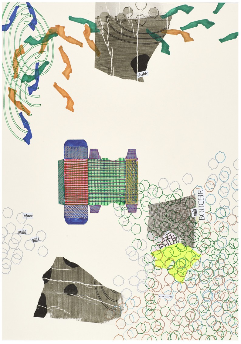 Simplement là - Collage sur papier, crayon, feutre